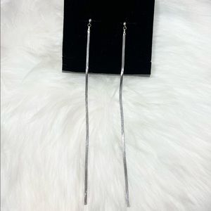 Express long silver earrings
